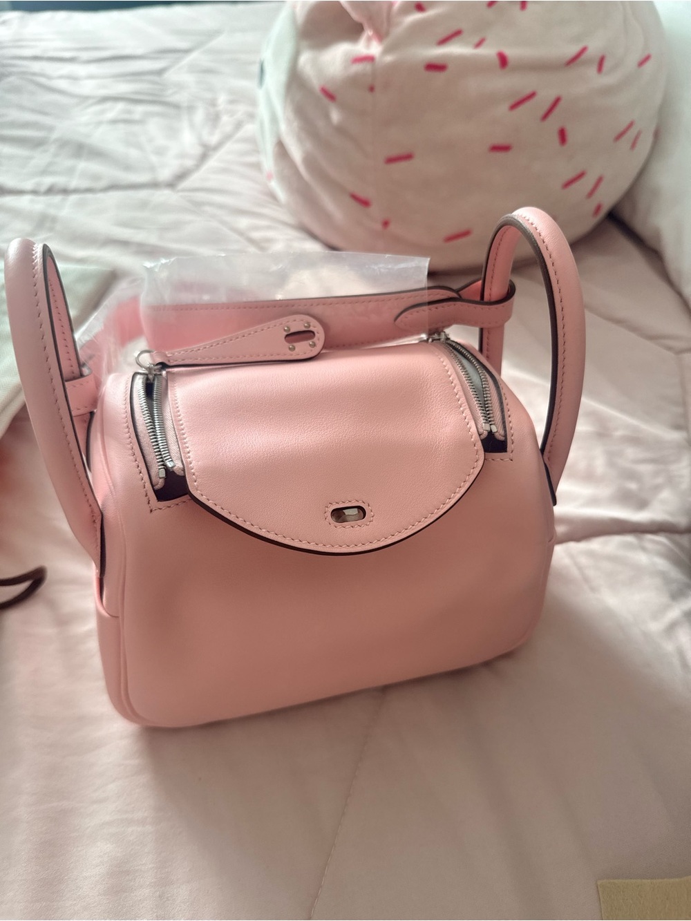 Hermes Pink Leather Satchel